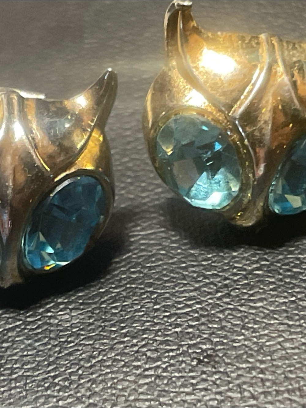 Blue Crystal Owl Stud Earrings - Unbranded